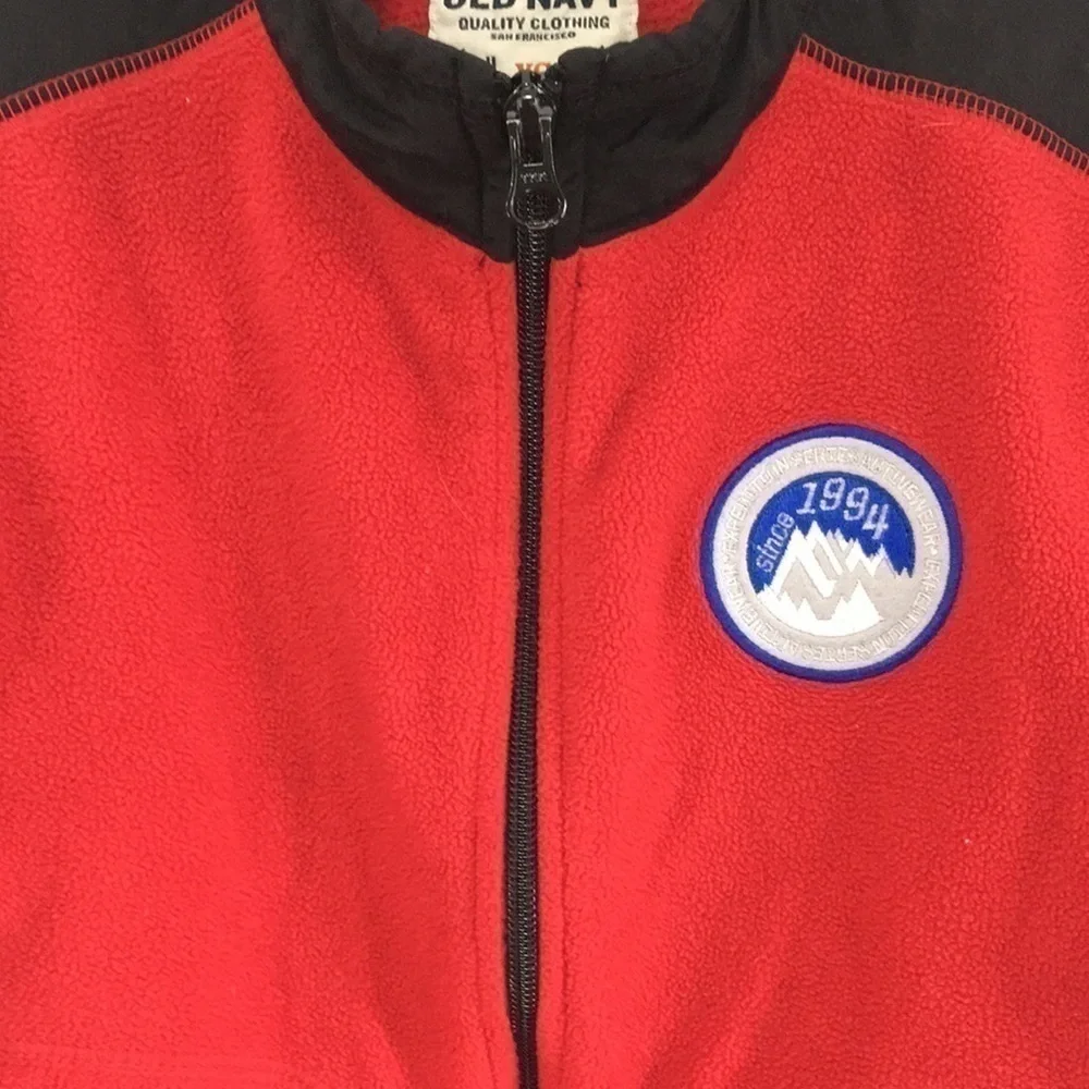 Old Navy Kids XS Red & Black Fleece Zip Up Jacket